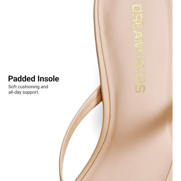 Dream Pairs Women Nude Faux Leather  Square Open Toe  Low Heels Sandals Shoes - Picture 5 of 8